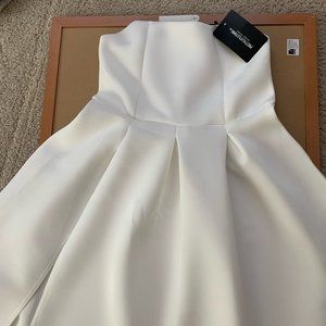 white scuba bandeau maxi dress